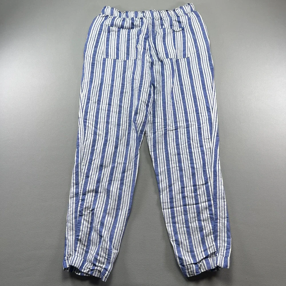 LOFT Pants Womens MT Multi Striped High Rise Tapered Leg Cuffed Hem Drawstring